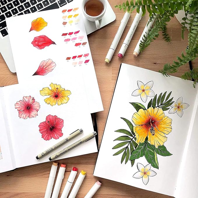 Ohuhu Sketchbook Marker Paper Pad: 8.3"x8.3" Square Art Sketch Book Drawing Papers 78 Sheets/156 Pages 120 lb/200 gsm Hardcover Sketching Books for Alcohol Markers Heavyweight Sketchpad Christmas Gift