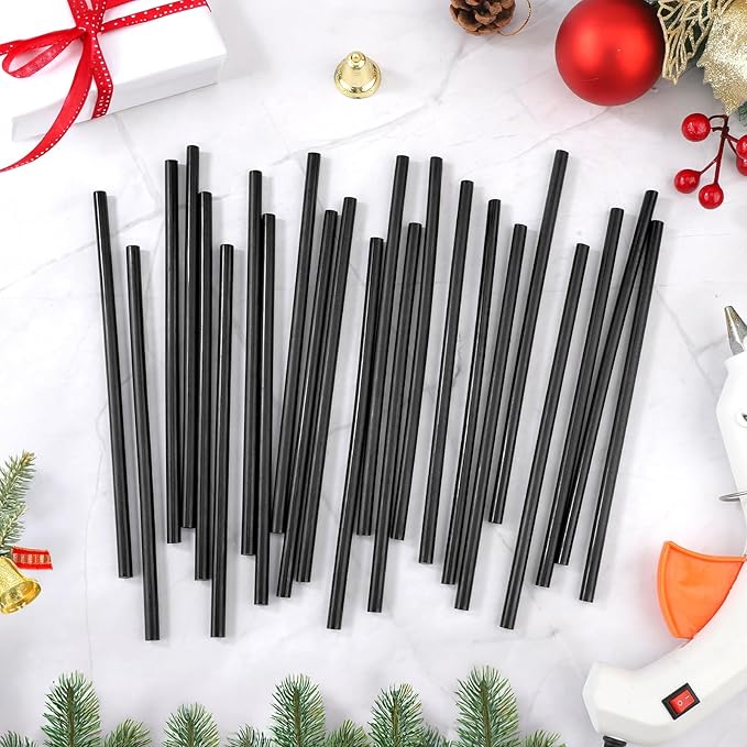 72 Pack Black Hot Glue Sticks Bulk, 0.27" Dia x 8" Long Black Glue Sticks for DIY, Decoration, Car Dent Repair, Gluing Project, Woods Glass Paper and Plastic
