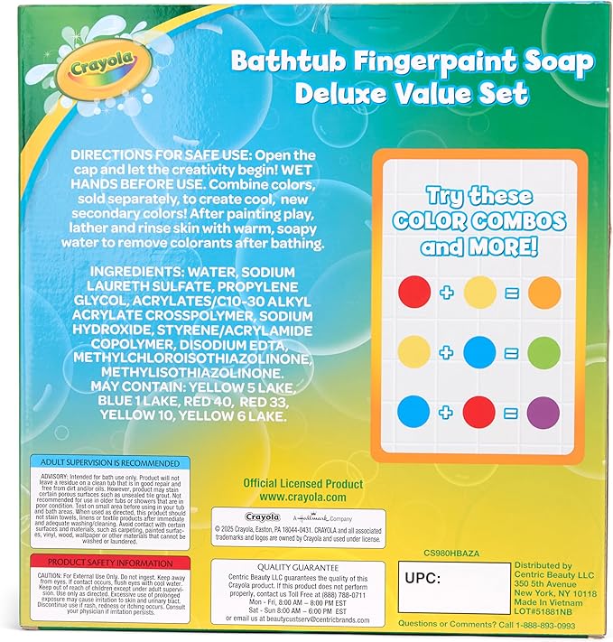 Crayola Bathtub Fingerpaint Deluxe Value Pack 10-Piece Set for Kids, 3 OZ Tubes of Washable Soap Paint, Non-Toxic, Stain Free Bath Toys for Kids