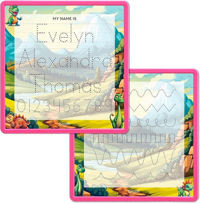Kid's Name Tracing Board | Dry Erase Letter Tracing | Reusable Writing Practice Board | Personalized | Dinosaur Friends Theme