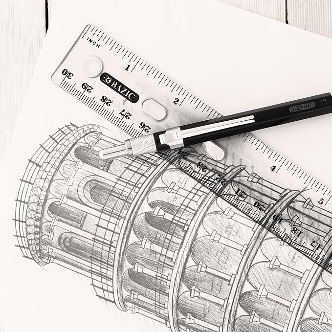 BAZIC Products Plastic Clear Rulers 12 inch (30cm), Inches Centimeter Metric Ruler Measuring Long Ruler, Straight Edge Ruler for Students School Supplies, 288-Pack