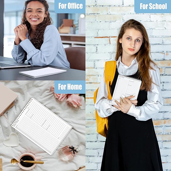 3PC Daily Shedule Planner Hourly Appointment Planner Personal Organizer with Work To-Do List, Priorities 6.5 x 9.8