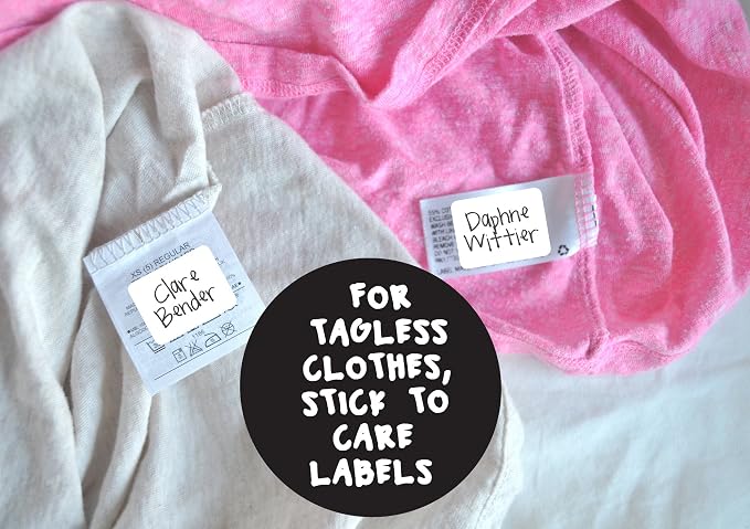 Clothing Labels, Name Labels for Masks, Washer and Dryer Safe, No Iron, Kids Labels for Daycare, Nursing Home Labels, Washable, Write-On, Made in the USA