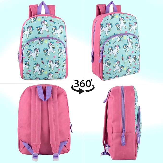 Trail maker 15 Inch Kids Backpacks for Boys & Girls | Preschool, Kindergarten, Elementary School Backpacks with Adjustable, Padded Straps (Upbeat Unicorns)