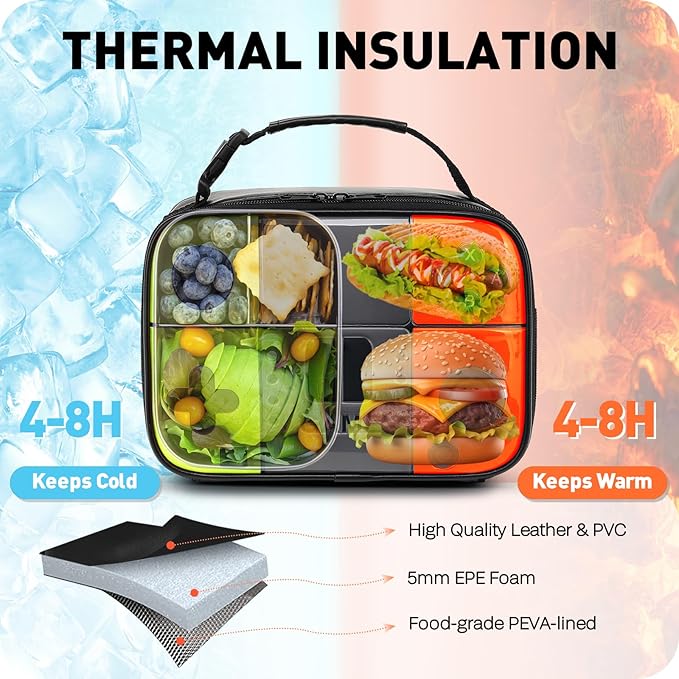Kids Lunch Box for Boys,Game Console Insulated Lunch Bag for Kids,Leather Lunchbox for Boys,Waterproof Leakproof Portable Fits Most Bento Boxes