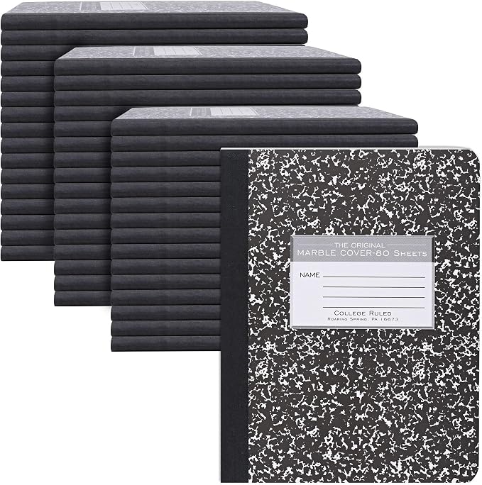 ROARING SPRING Hardcover Composition Book, College Rule, 160 Pages, 48 Pack