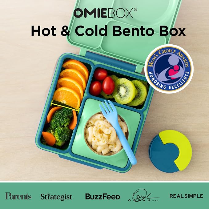 Omie OmieBox Kids Insulated Leakproof Bento Lunch Box with Food Jar (Meadow) (Pack of 2)