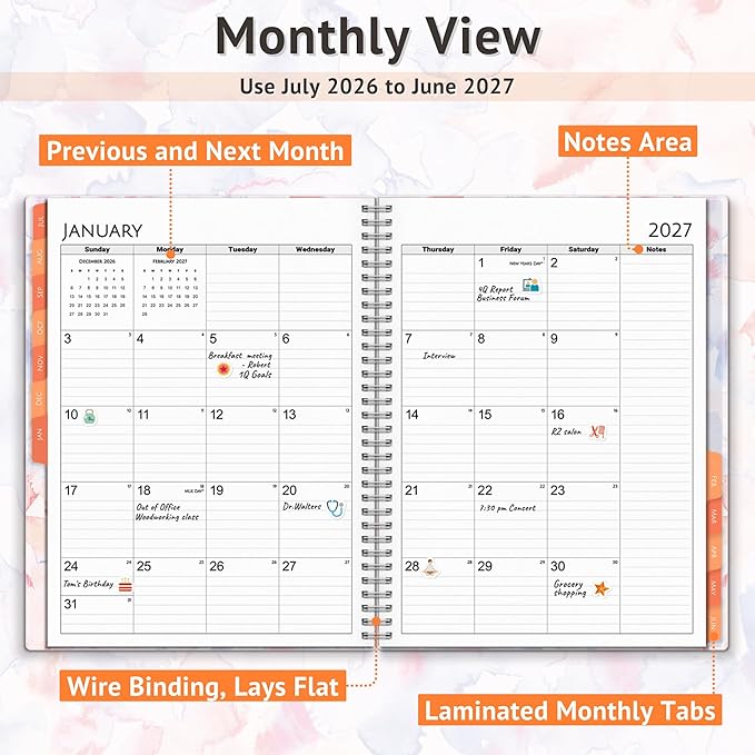 CRANBURY Planner 2026-2027 8.5x11, Academic Year Monthly and Weekly Calendar Planner, Jul 2026 - Jun 2027, Teacher Student Planning Agenda book with Tabs, Perfect for School Office Supplies