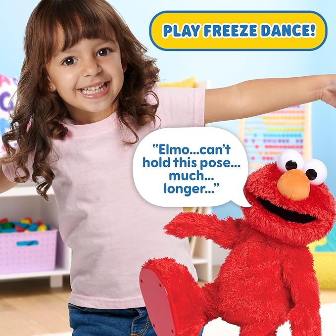 Sesame Street Hokey Pokey Elmo 14” Interactive Plush Toy, Sings, Dances & Plays Music, Bilingual Stuffed Animal for Pretend Play, Soft & Huggable, for Girls and Boys, Ages 18 Months+ by Just Play