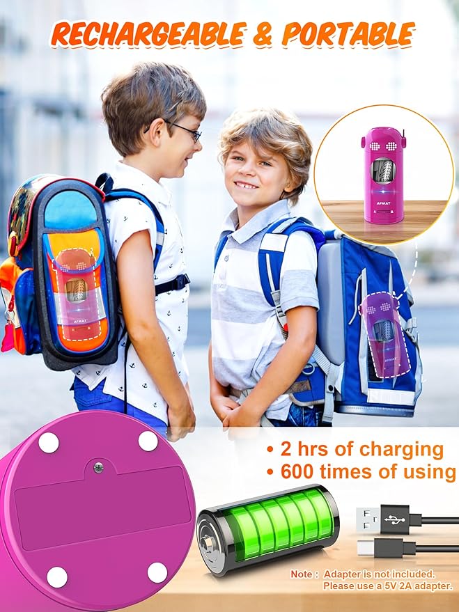 AFMAT Electric Pencil Sharpener Fully Automatic, Colored Pencil Sharpeners for 7-11.5mm Pencils, Rechargeable Hands-Free Robot Sharpener for Classroom, Home, Office, Battery Operated, PSX5EW, Pink