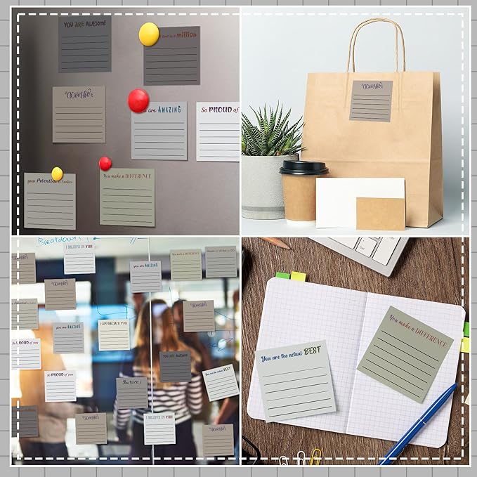 Yinder 24 Pcs Inspirational Sticky Notes Cute Motivational Sticky Notes Pad End of Year Employee Appreciation Gifts Bulk for Teacher Nurse Coworkers Office Supplies 3 x 3'' (Appreciation,Neutral)