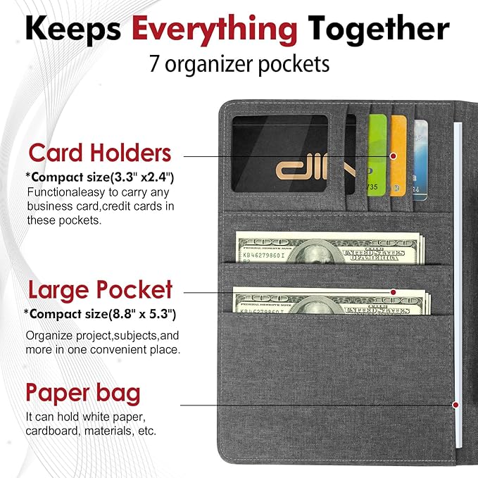 Journal Cover for Rocketbook Flip | 6"x9" Steno Pad Holder & Top Spiral Notebook Cover | Waterproof Folio with Pen Loop & File Pocket for A5, Executive Size Notebooks (Gray)