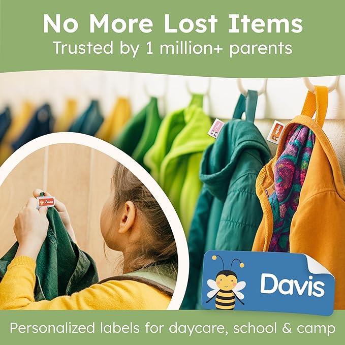 Personalized Name Labels for Kids (70 Labels) - Durable & Waterproof Custom Name Stickers for Clothing Tags, School Supplies, Camp & Daycare - Animal Forest (1.2”x0.5”)