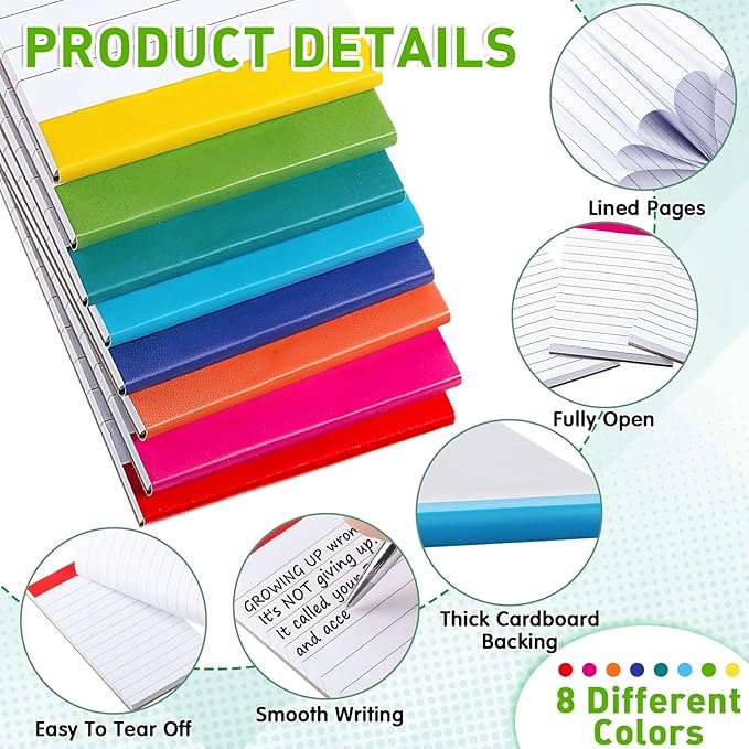 Tenceur 16 Pcs Line Notepads 3 x 5 Inch Small Graph Grid Math Notebooks Pocket Lined Graph Memo Pads Scratch Pads Mini Writing Pads with 100 Pages Pads for School Classroom Supplies Homework