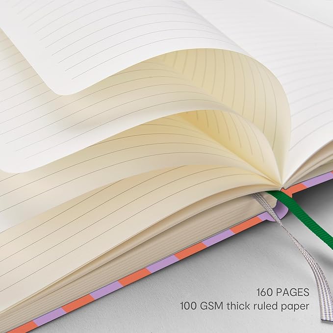 &And Per Se Lined Hardcover Notebook – A5 5.7"x8" College Ruled, 160 Pages, 100gsm Thick Paper – Aesthetic Journal for Women, Gift-Ready Planner, Everyday Writing Notebook (Color Block)