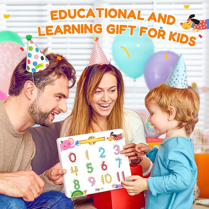 JoyCat Double-Sided Magnetic Animal Number Tracing Board - 2-in-1 Numbers 1-20 Writing Toys for Toddlers & Kids, Preschool Math Manipulatives, Kindergarten Educational Learning Gifts for 3-5 Year Olds