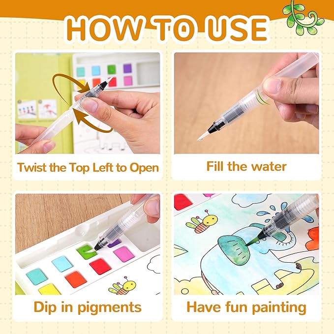 YPLUS Paint with Water Coloring Book for Toddlers, 4 Pack Mess Free Watercolor Painting Set, 26 Pages & 8 Color Palettes, DIY Art Craft Travel Toy Gift for Kids Ages 1-3 2-4 4-6(4 Themes)