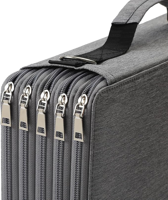600-Slot Colored Pencil Case, 5-Layer Zipper with Shoulder strap and Handle | Organizer Bag for Pencil Storage Case for Artist Painter Office Sketch Travel Supplies