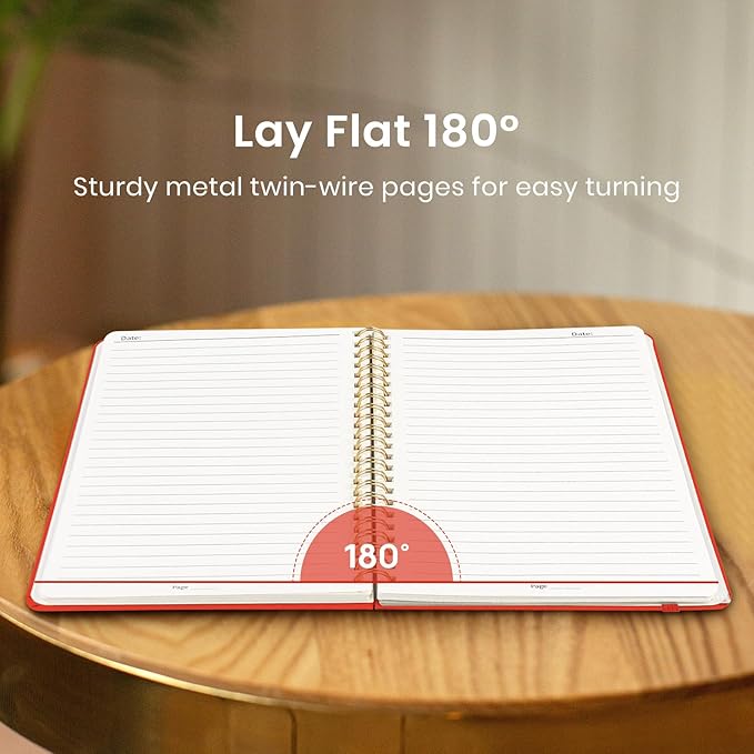 Taja Lined Spiral Journal Notebook for Women & Men, 140 Pages, College Ruled Hardcover Notebook for Work & Note Taking, Journals for Writing, A5(5.7" x 7.9") – Tomato Red