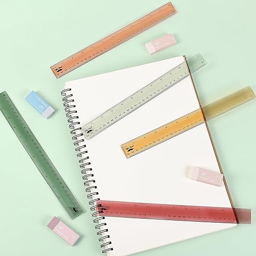 Mr. Pen- Ruler, 12 inch Ruler, 6 Pack, Vintage Colors, Clear Rulers 12 Inch, Rulers