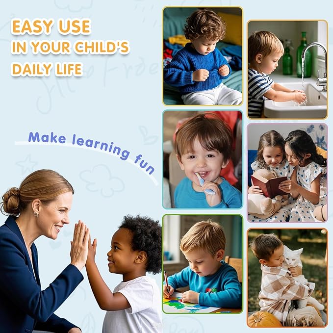 ALSLEA Large Visual Schedule for Kids with Autism Chore Chart for Kids Daily Routine Chart Autism Learning Materials Toddler Planning Board Visual Schedule for Classroom, Home with 124 Cards (Blue)