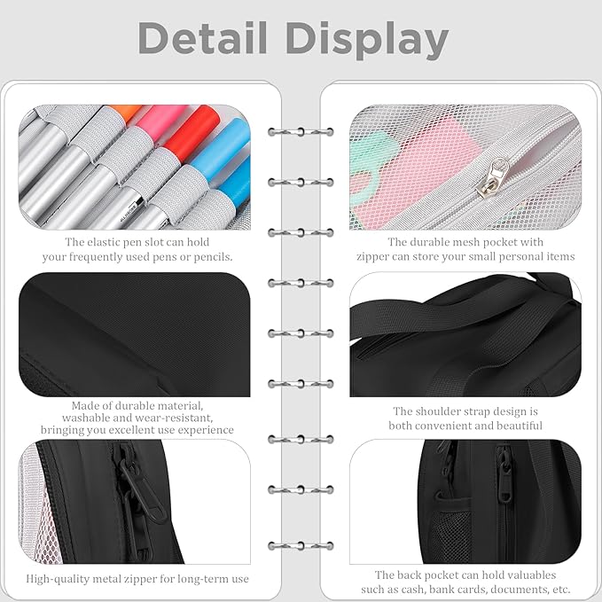 Large Capacity Pencil Case, Mini Backpack Pencil Case, Storage High Capacity Bag Pouch Holder Marker Pen Organizer, for Student, Teen Girls, Adults(Black)