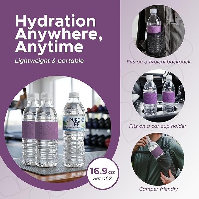 Copco Hydra 16 oz Water Bottle, Set of 2 – Leak Proof, BPA Free Tritan, Dishwasher Safe, Twist-Open Body, Non-Slip Silicone Grip, Perfect for Gym & Travel, Daily Hydration (Purple)
