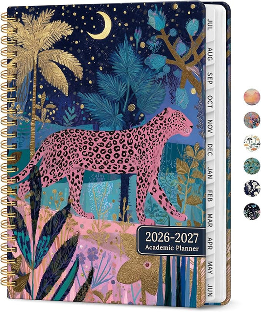 Planner 2026-2027, Academic Year Weekly and Monthly Calender Planner, from Jul 2026 - Jun 2027, Spiral Bound School Planning Book, Perfect for Teacher, Student, Women & Men, A5 (6.3" x 8.5"), Midnight Jungle