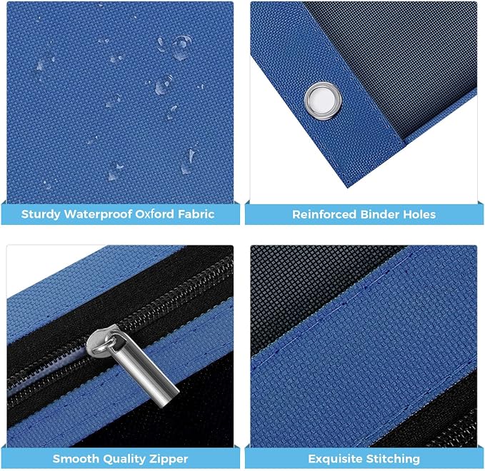 SKYDUE Pencil Pouch for 3 Ring Binder, 3 Pockets and Mesh Window | Zipper Pencil Pouch Pencil Bag with 3 Reinforced Grommets, Durable Organizer for School Supplies, Cables, Earbuds, Makeup
