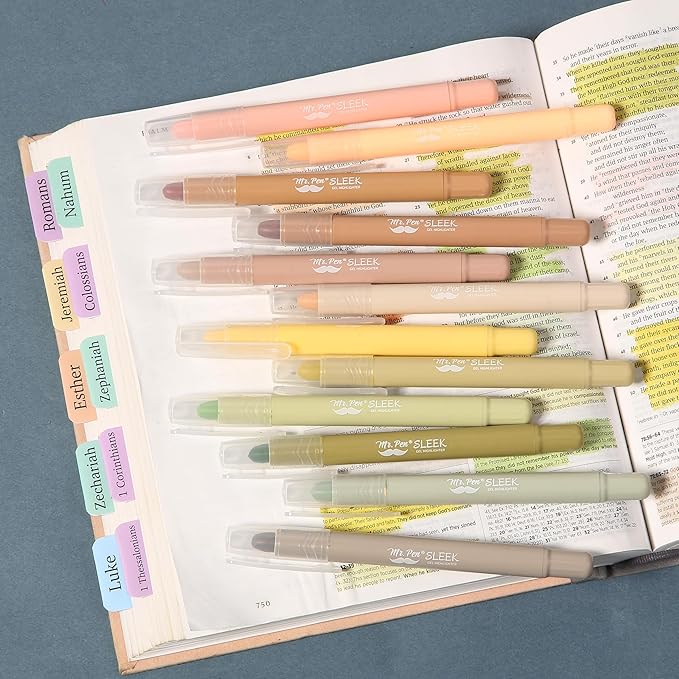 Mr. Pen- Gel Highlighter, 12 Pack, Vintage Colors, Bible Highlighters No Bleed, No Bleed Highlighters