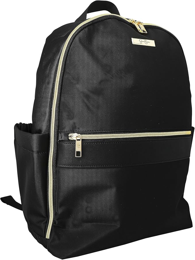Jessica Simpson Black Laptop Backpack for Women, Work and Travel Backpack with Gold Hardware, 15" Laptop Sleeve