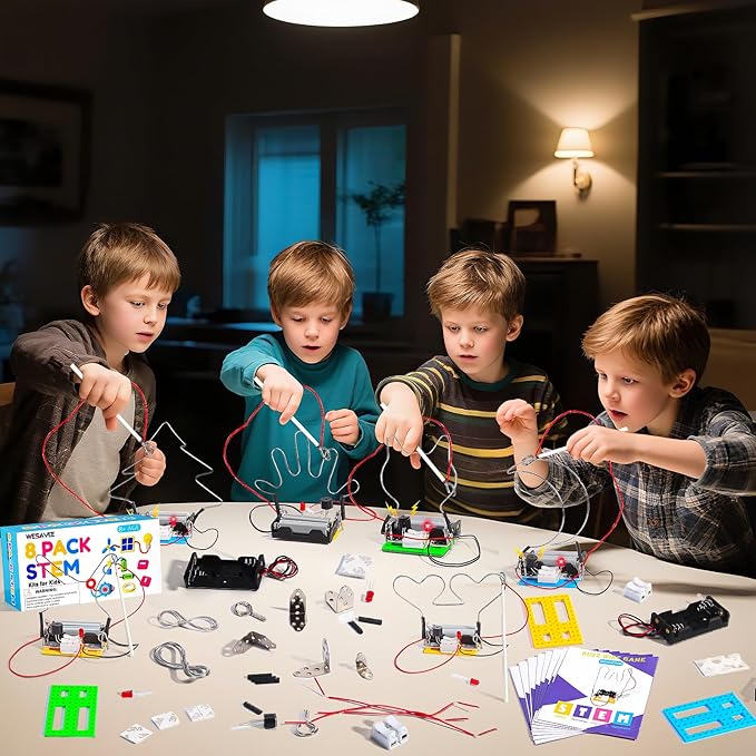 Bulk STEM Kits - 8 Set Electric Circuit Science Craft Kits for Kids Age 8-10 12-14 10-12, Girls Boys Arts and Crafts for Kids Ages 8-12 Gift Ideas, STEM Activities Projects Buzz Wire Maze Game