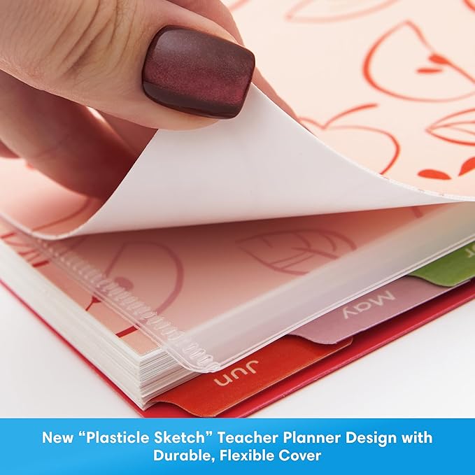 Blue Sky 2026-2027 Weekly and Monthly Academic Year Teacher Lesson Planner Calendar, July 2026 - June 2027, 8.5" x 11", Flexible Cover, Wirebound, Laminated Tabs, Storage Pocket, Apple Sketch