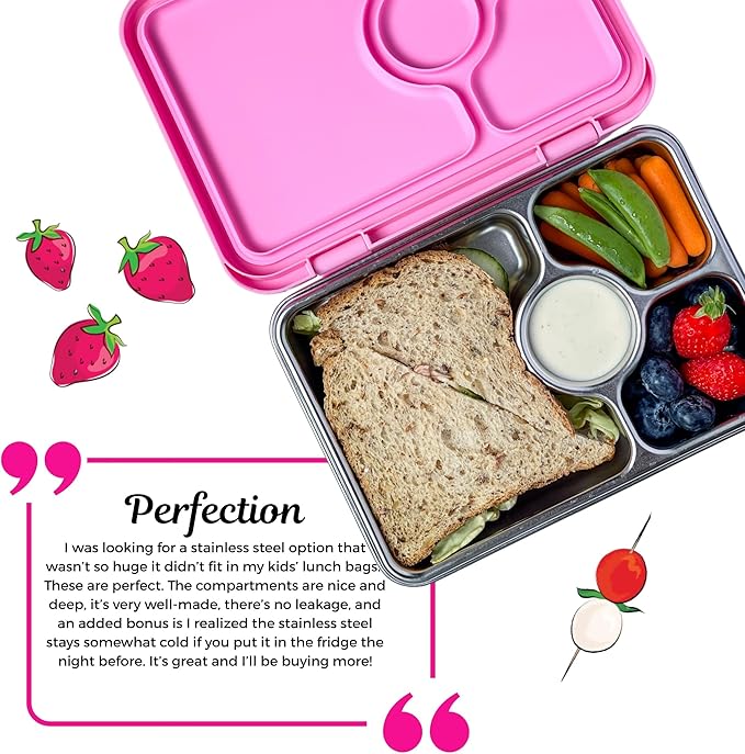 Yumbox Prêt Stainless Steel Bento Box – Leakproof, Reusable Lunch Container for Kids & Adults – Sandwich & Snack Friendly, BPA-Free, Durable Food Box (Normandy Blue)