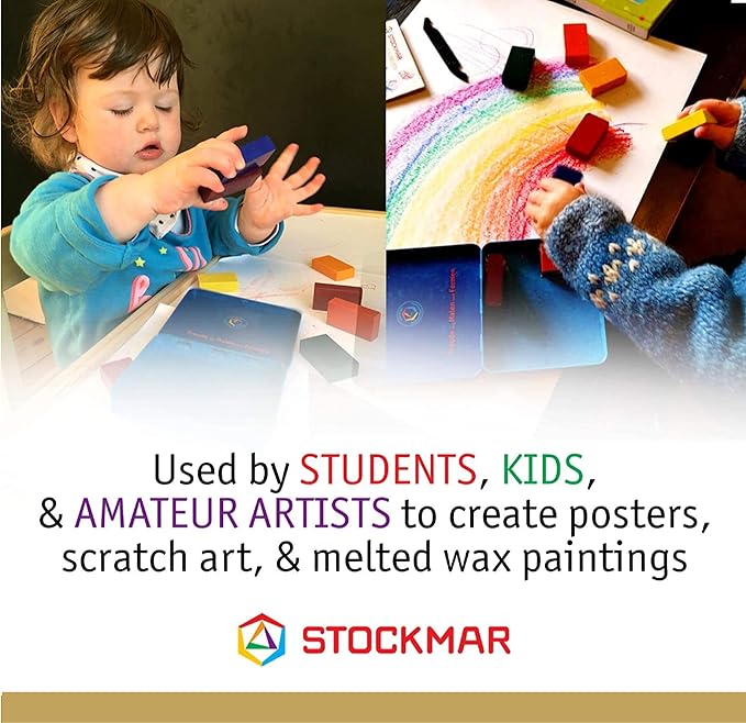 STOCKMAR Wax Block Crayons, 16 Assorted Colors in Tin Case – Beeswax-Based Art Crayons with Lightfast Pigments, Durable Blocks for Artistic Techniques, Drawing, Coloring, Layering - Artist Supplies
