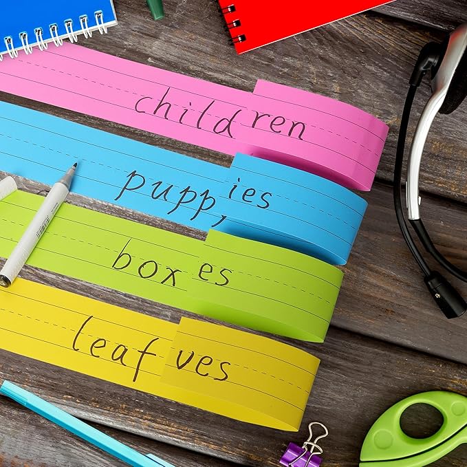 Chell Colored Sentence Strips Cardstock, Pack of 100, 3” x 24” Rainbow Color Word Learning Strips Handwriting Practice Tools for Teachers, Classroom and Office, 5 Colors