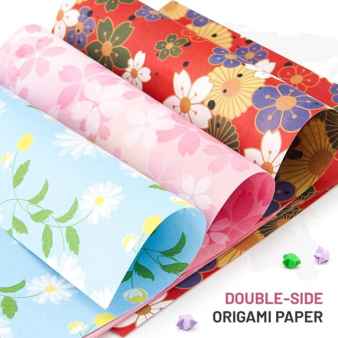 AluAbi Origami Paper Kit - 500 Sheets Japanese Origami Paper&1350 Sheets Star Paper Strips,Double Sided Color Folding Scrapbook Craft for Kids Ages 5-8 8-12,DIY Art Craft Supplies Gift for Boys Girls