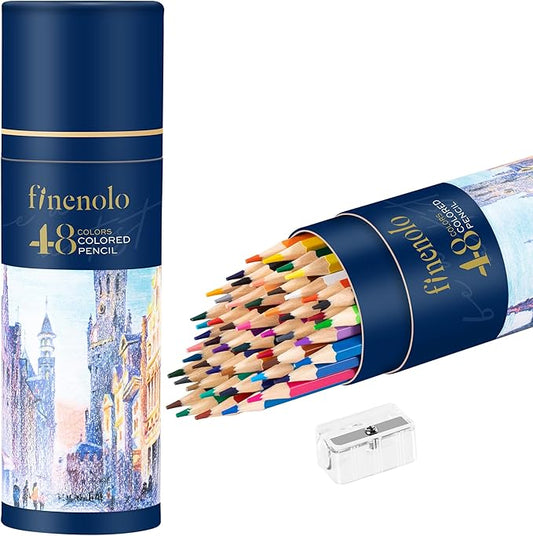 finenolo 48 Pack Colored Pencils for Adult Coloring Books, Soft Core, Art Drawing Pencils for Artists Beginners, Coloring Pencils Set with Sharpener for Coloring, Sketching, Painting
