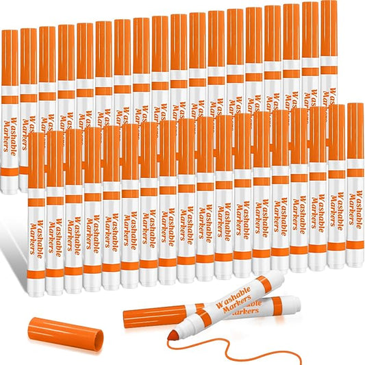 36 Pcs Orange Washable Markers Bulk Coloring Broad Line Markers for Kids Conical Tip Drawing Pen for Christmas, School Supplies, Travel Art Baby Shower Gender Reveal Party Supplies, Ages 6+