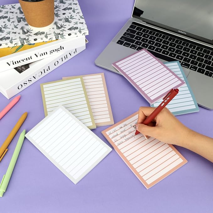 Mr. Pen- Lined Sticky Notes, 4" x 6", 6 Pads, 270 Sheets, Sticky Notes with Lines, Ruled Post Stickies, Memo Pads, Self-Stick Note Pad for Office, School, Home, Study & Organization