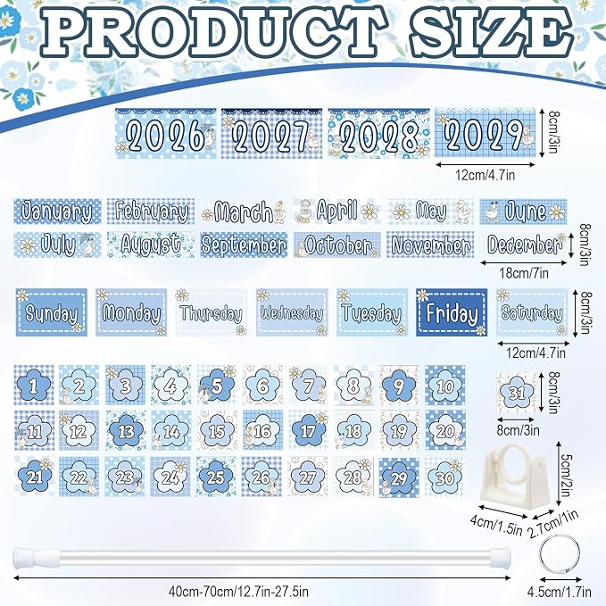 TecUnite Silly Goose Calendar Bulletin Board Set 2026-2029 Blue Silly Goose Flip Calendar for Classroom Decor with Adjustable Holder 54 Date Cards for Preschool Elementary Back to School Supplies