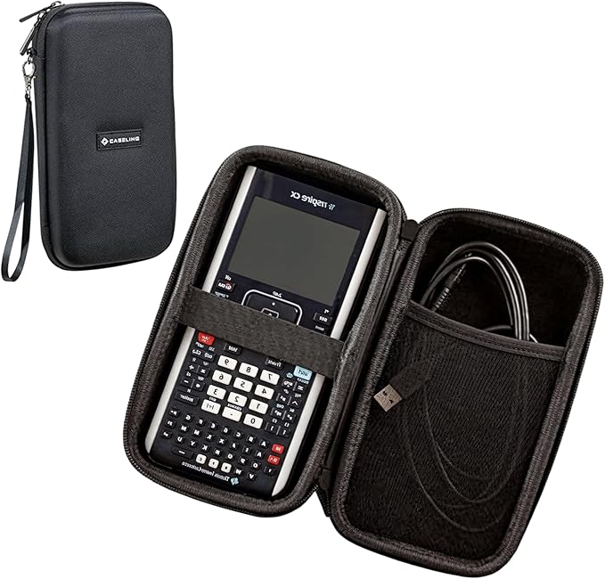 Caseling Hard Case for Texas Instruments TI Nspire CX II CAS, CX II, CX, CX CAS - Graphing Calculator Protective Carrying Case, Wrist Band, Extra Pockets for USB, Cables, Accessories