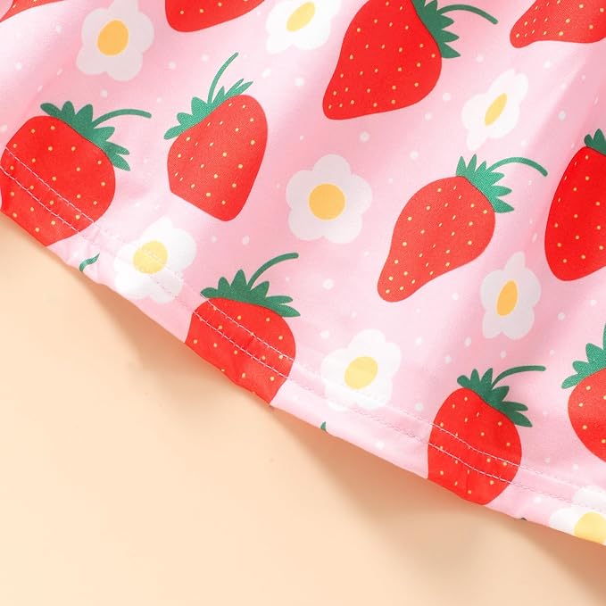 Popshion Girls Dresses Flutter Sleeve Swing Sundress Toddler Summer Clothes Kid Birthday Party Sleeveless Dress 1-8 Years Old