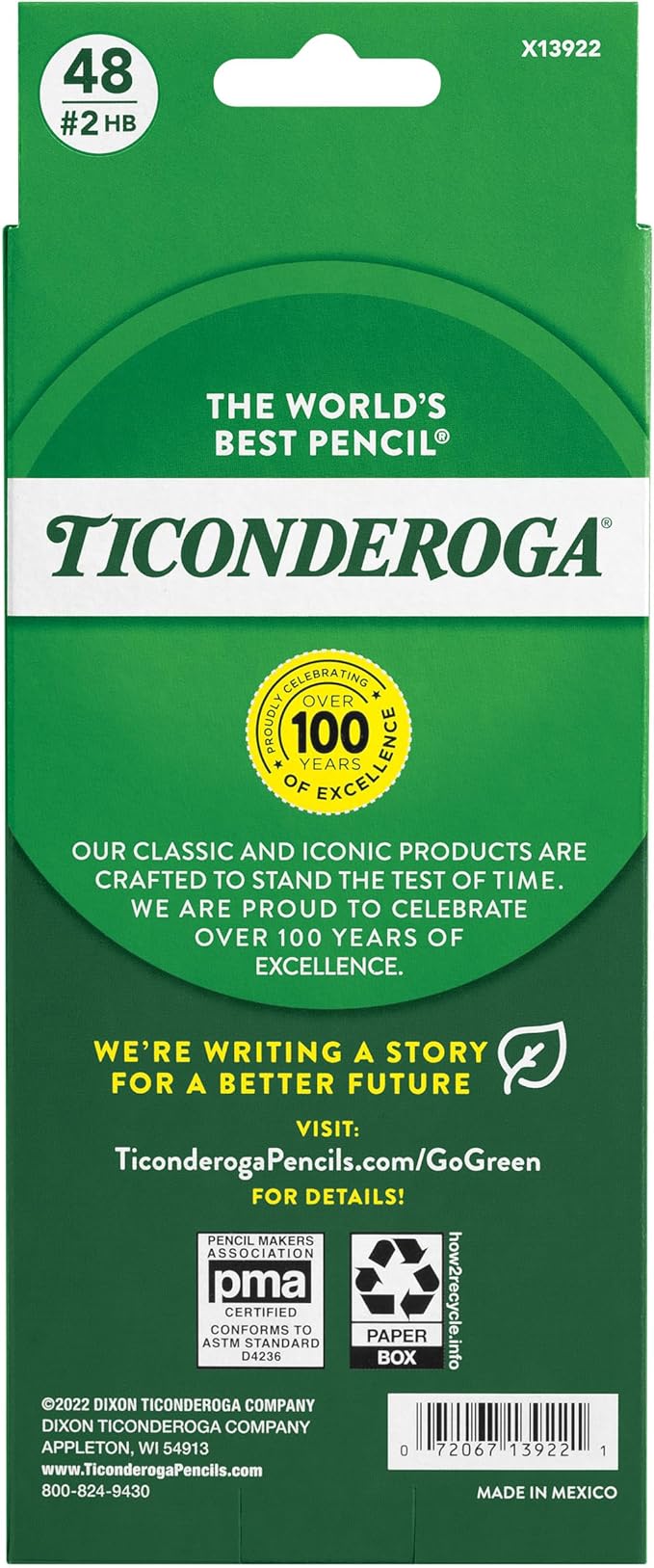 TICONDEROGA Wood-Cased Pencils, Unsharpened, 2 HB Soft, Yellow, 48 Count, 240 Packs, 11520 Total Pencils