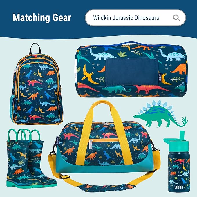 Wildkin Kids Insulated Lunch Box, Keeps Food Hot or Cold, BPA-Free with Mesh Pockets & Easy-Clean Lining – Ideal for School, Travel & Daycare – Jurassic Dinosaurs
