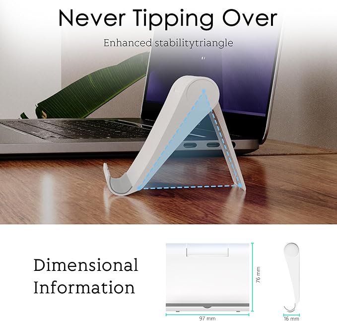 Cell Phone Stand for Desk, Foldable and Adjustable Multi-Angle Holder Dock, Universal Compatibility for Most Phone and Tablet, Portable and Sturdy Design for Office and Home (Black&White)