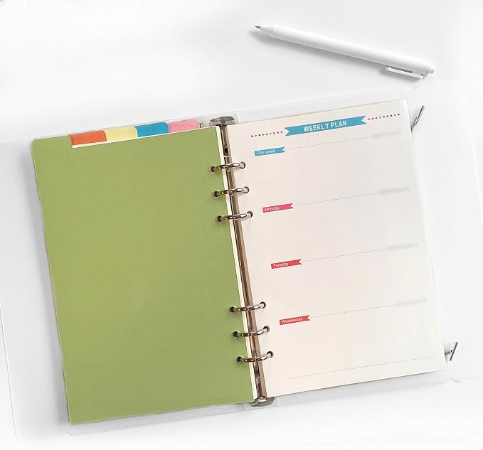 Zelten Refills/Loose Leaves for A5 Cover Ring Binder/Personal Organizer/Planner(A5 6 Holes, Divider Vertical Colored Paper)
