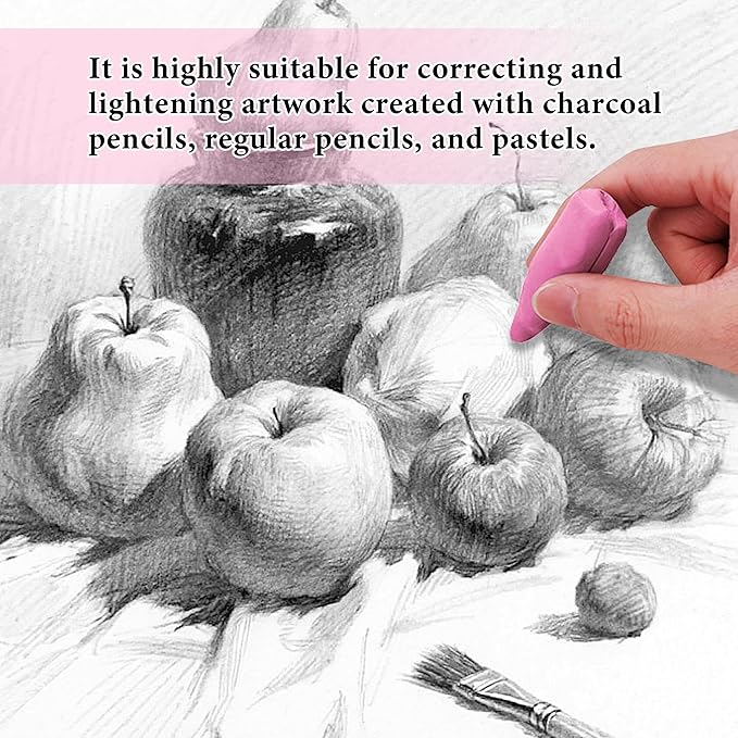 Smilo 8-Pack Pink Kneaded Erasers | Moldable & Dust-Free Putty Eraser | No Smudge Art Eraser with Case for Drawing