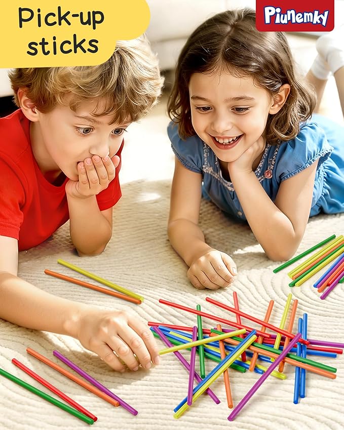 Montessori Toys Wooden Board Games for Kids 4-6, 42 Colorful Wooden Sticks Fine Motor Skills Toy for 3 4 5 6 Years Old, Math&Counting Learning Toy Family Games Travel Toys Gifts for Girls and Boys