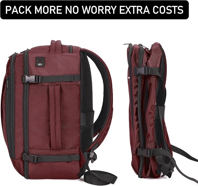 ECOHUB Travel Backpack 18x14x8 Frontier Airlines Personal Item Bag Red | Carry On Backpack with 13 Pockets, Casual Daypack for Men Women Airline Approved Water Resistant Back pack with Charging Port